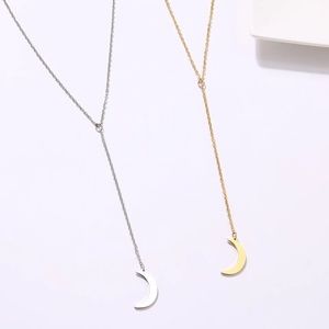 Long pendant delicate moon necklace minimalist
